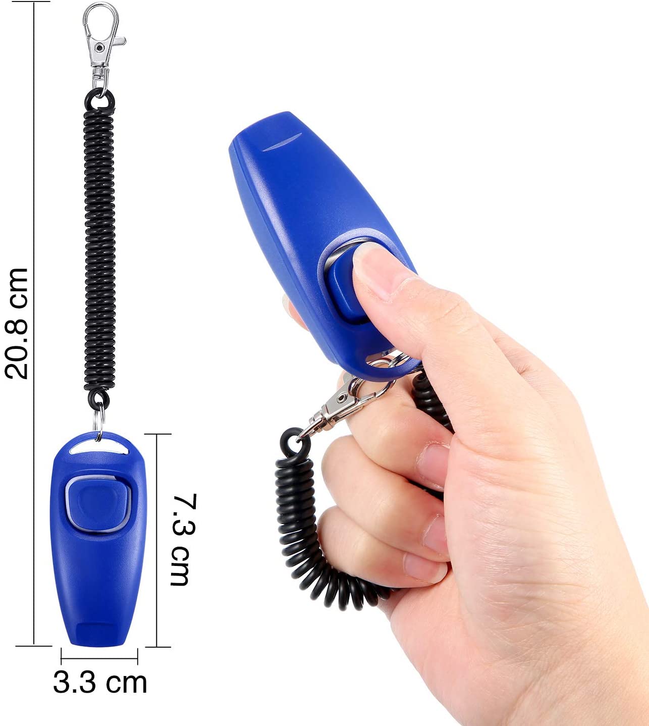  2 Pack de Clicker de Perro Silbato de Perro a Detener Ladrar Clicker de Adiestramiento de Perro de Perro 2 en 1 Herramientas de Adiestramiento de Nueva Actualización con Correa de Silbato (Azul) 