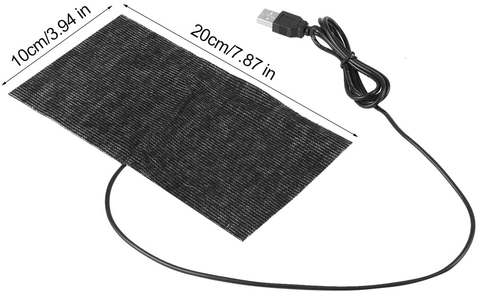  20 × 10 cm Manta USB 5V Almohadilla Eléctrica de Fibra de Carbono Cojín de Calefacción para Dolor de Cuerpo Calentador para Camas de Mascotas 