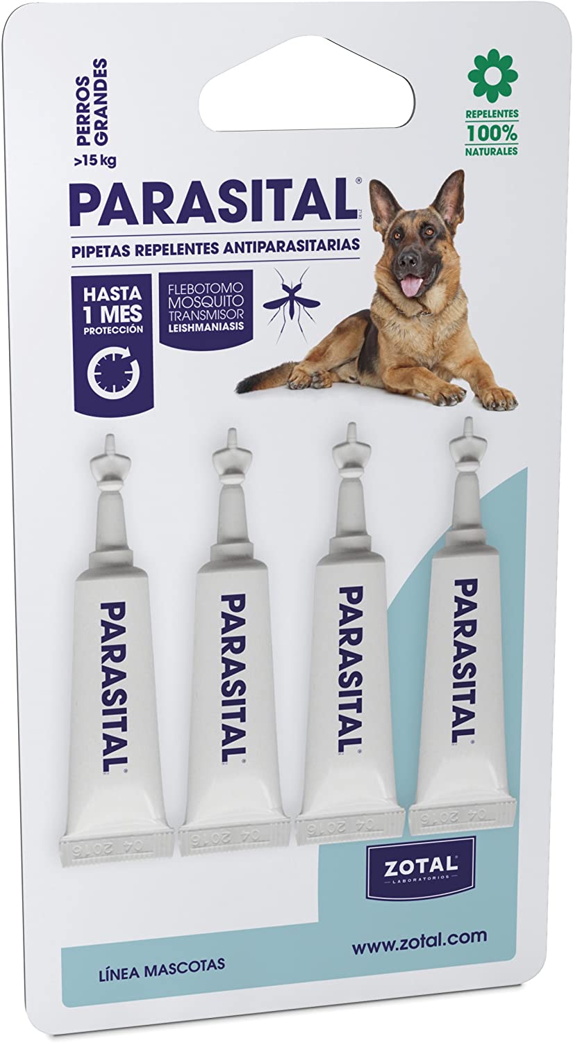  4 Pipetas Repelentes 100% natural para perros grandes Parasital 