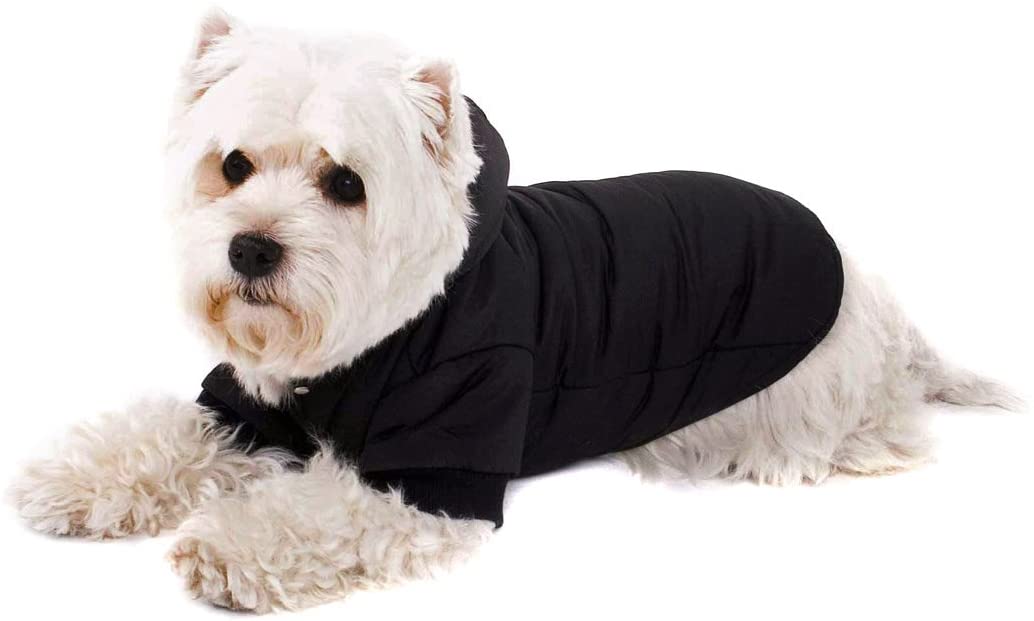  Abrigo para perros con capucha de color negro. Elegante anorak para su perro., negro, L (41cm) 