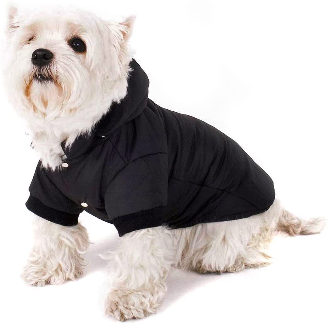  Abrigo para perros con capucha de color negro. Elegante anorak para su perro., negro, L (41cm) 