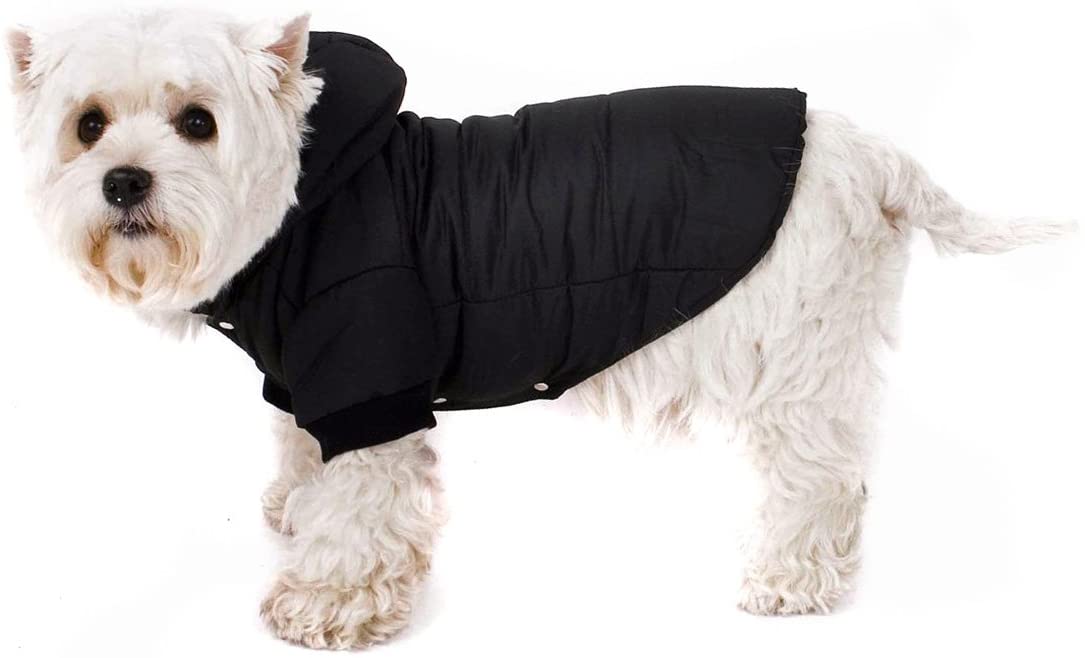  Abrigo para perros con capucha de color negro. Elegante anorak para su perro., negro, L (41cm) 