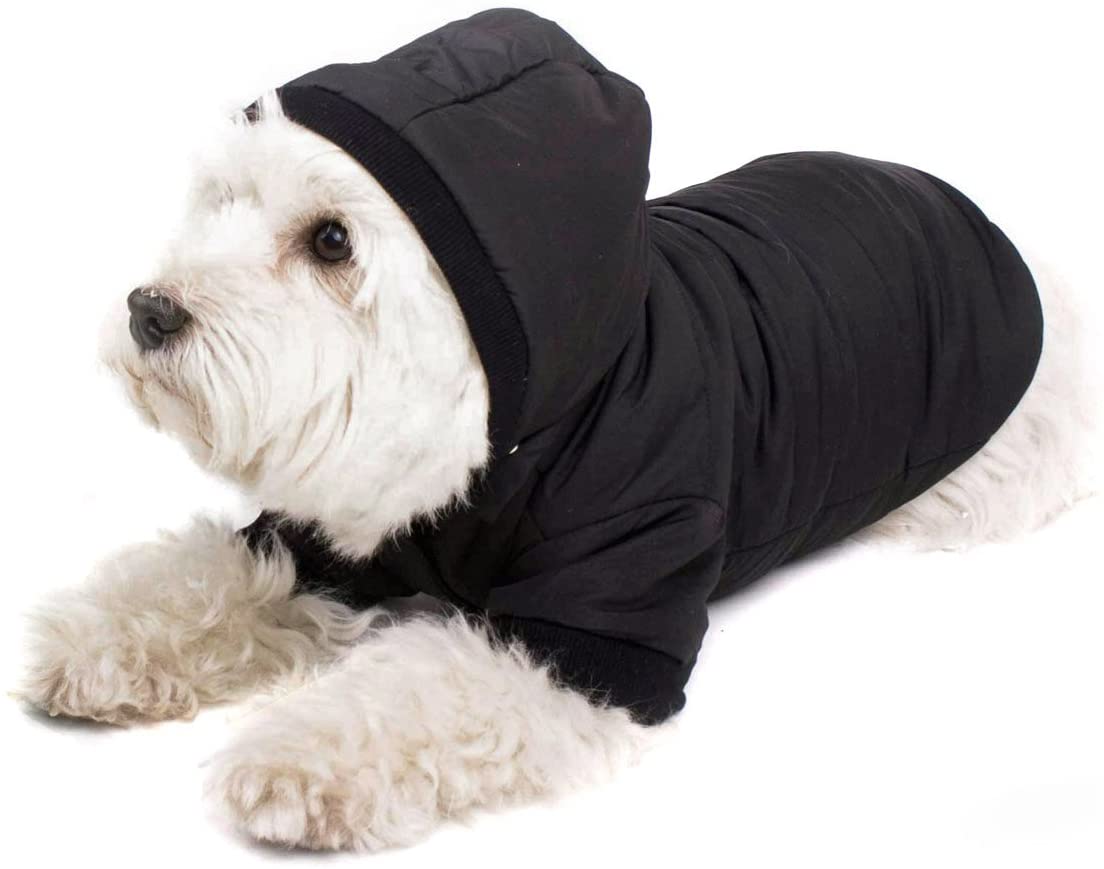  Abrigo para perros con capucha de color negro. Elegante anorak para su perro., negro, L (41cm) 