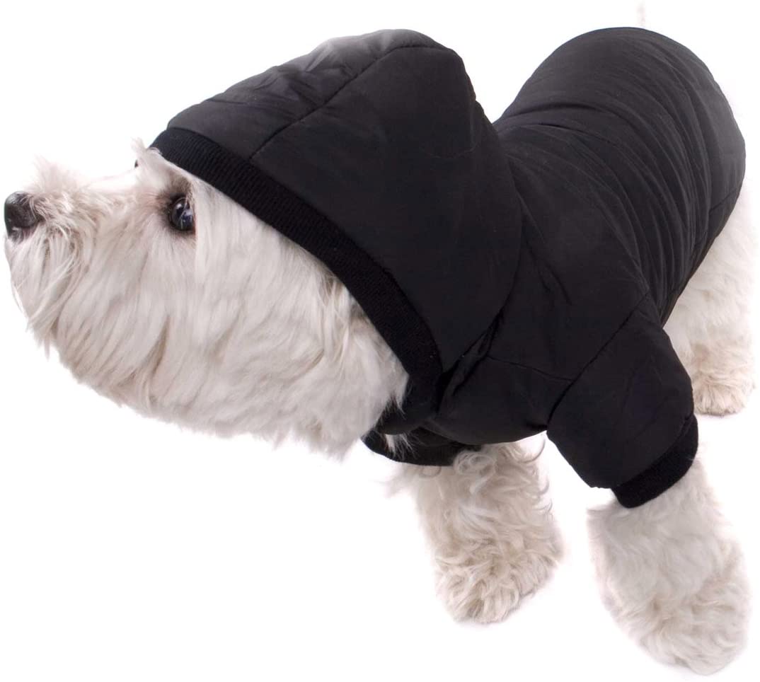  Abrigo para perros con capucha de color negro. Elegante anorak para su perro., negro, L (41cm) 