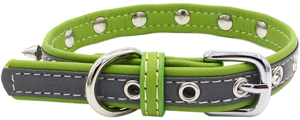  Accesorios para Mascotas, Collares de Cuero con Remache Punk Rock para Gato y Perro Collar Ajustable para Identificativo para Seguridad Al Aire Libre Brillantes, XS-L, 22-47cm 