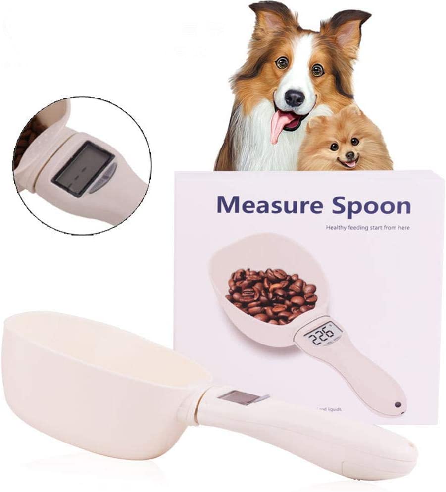  Adminitto88 Cuchara Medidora para Alimentos para Mascotas, Cuchara De Escala Digital para Perros/Gatos, con Pantalla LCD para Medir Alimentos para Mascotas, Botón De Botón 