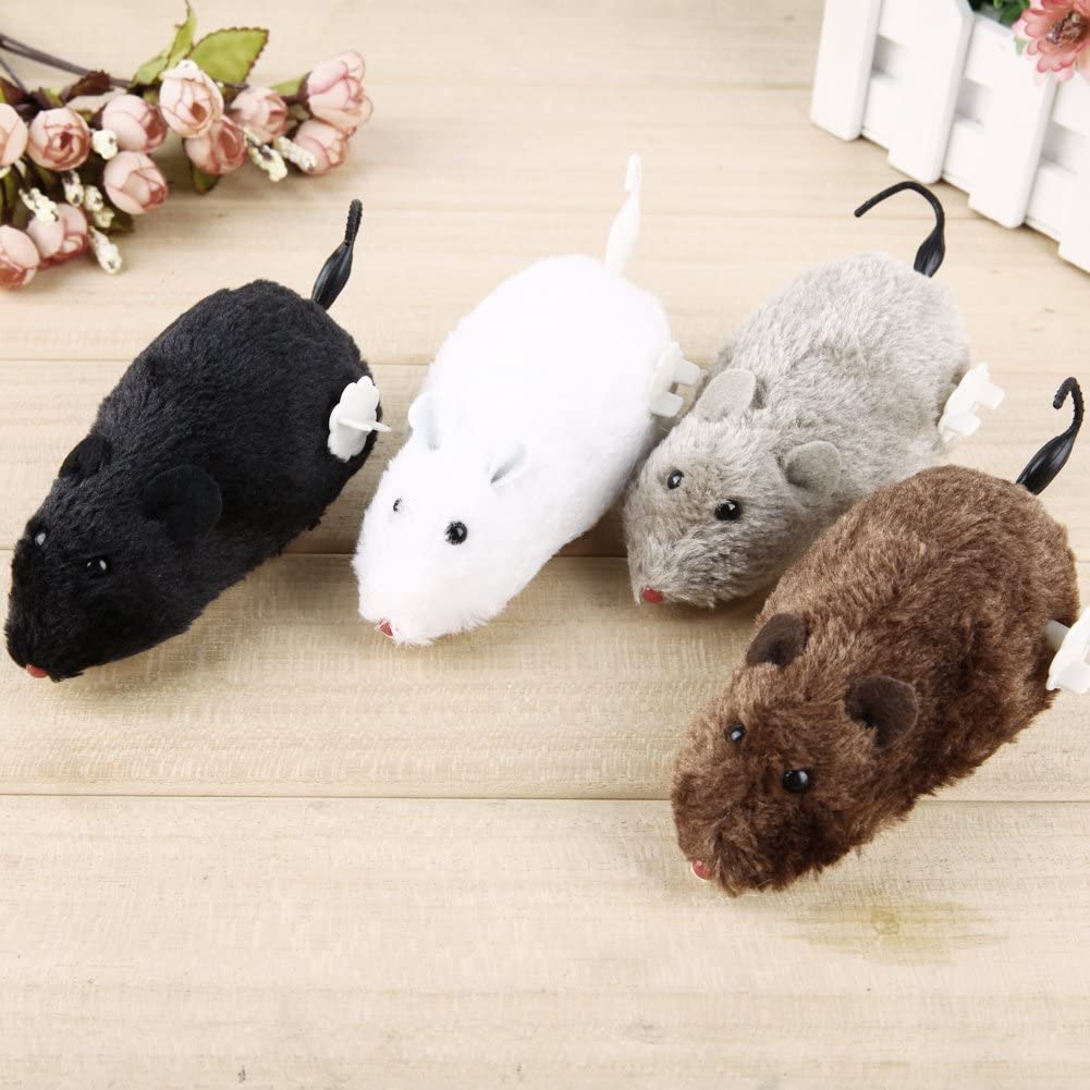  Ahomi 4 Piezas Lindo Ratas de Peluche mecánico Reloj ratón para Juguete Gato Perro Mascota Animales 