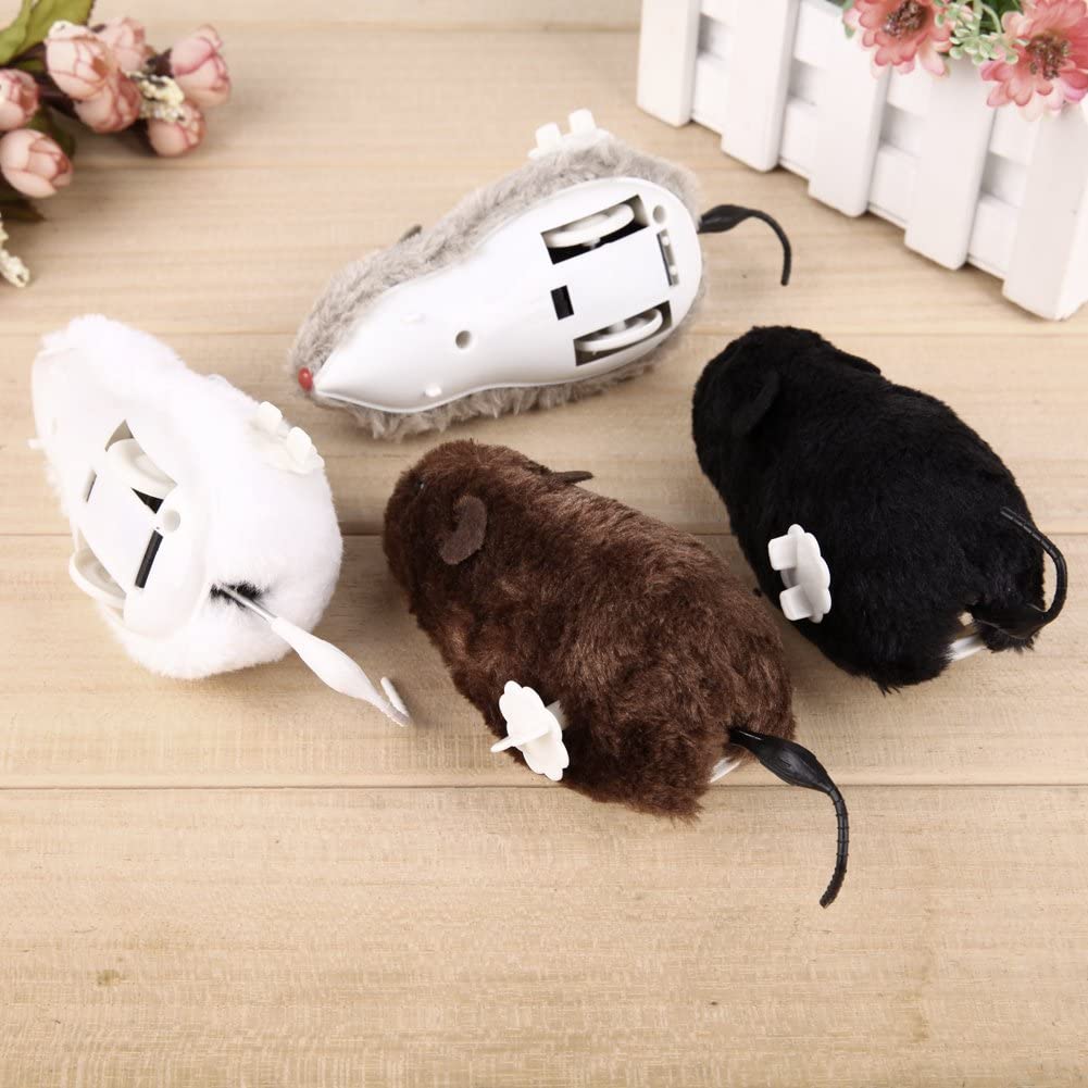  Ahomi 4 Piezas Lindo Ratas de Peluche mecánico Reloj ratón para Juguete Gato Perro Mascota Animales 