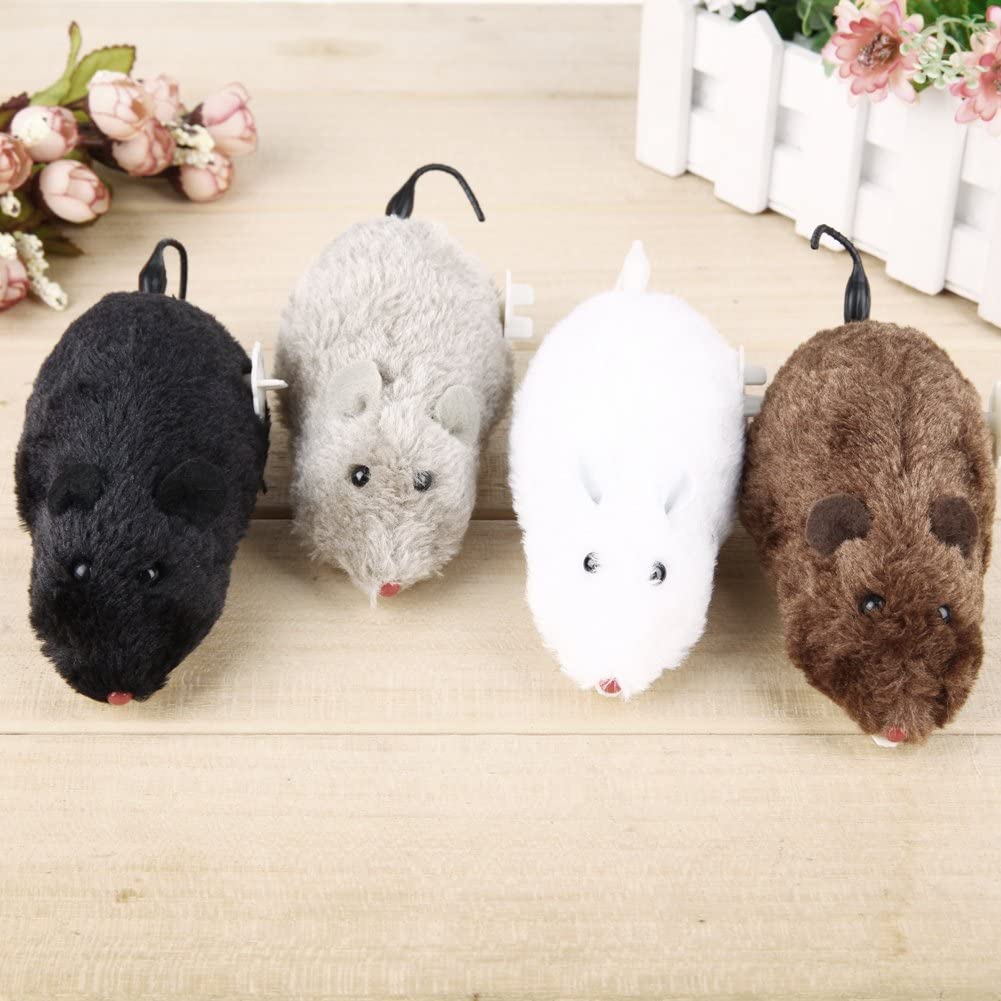  Ahomi 4 Piezas Lindo Ratas de Peluche mecánico Reloj ratón para Juguete Gato Perro Mascota Animales 