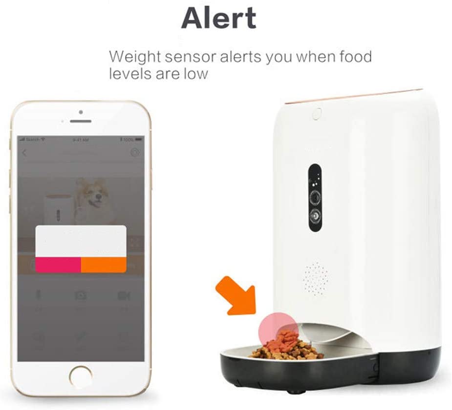  Alimentador automatico de mascotas para perro gato, automatico comedero, Visión nocturna por infrarrojos, máquina de alimentación inteligente WIFI de teléfonos móviles que pesa el alimentador 