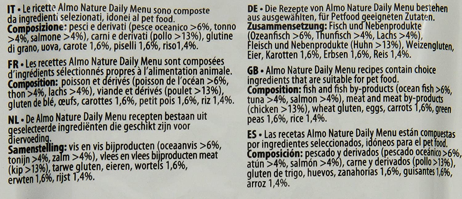  Almo Nature - Comida Diaria para Gatos con Pollo y salmón, 70 g, 30 Unidades 