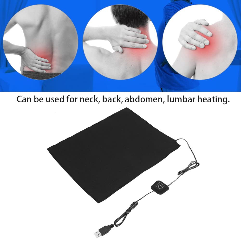  Almohadilla térmica USB, Calentador eléctrico de calentador de tela eléctrico DC 5V 3-Shift para cuello, espalda, abdomen, calefacción lumbar y calentador para mascotas, hecho de fibra de carbono 