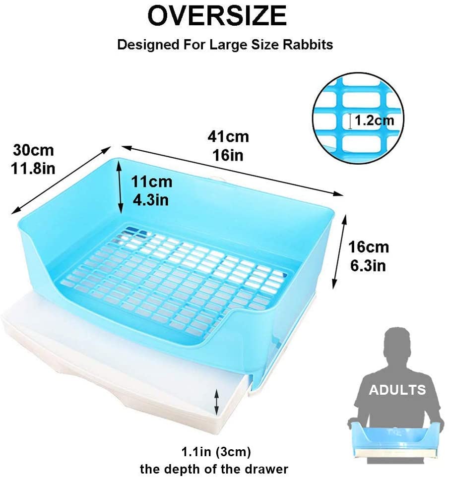  Andifany Caja de Arena para Conejos Grande con CajóN,Caja de Inodoro de Esquina con Entrenador de Rejilla,Cacerola para Mascotas MáS Grande para Conejillos de Indias Adultos,Chinchilla Etc. 