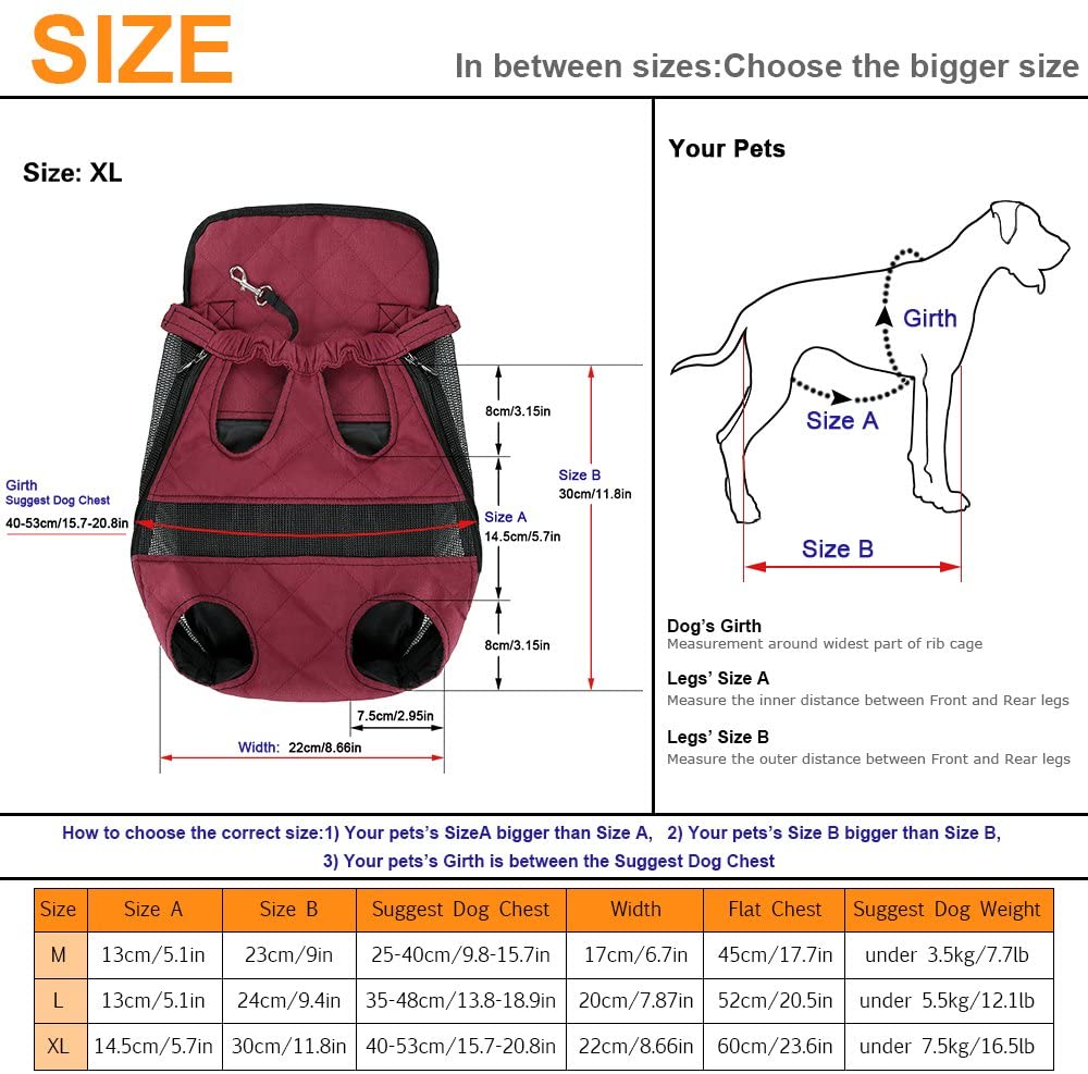  Anself - Mochila para Perros Respirable, Diseño Ergonómico, Color Borgoña 