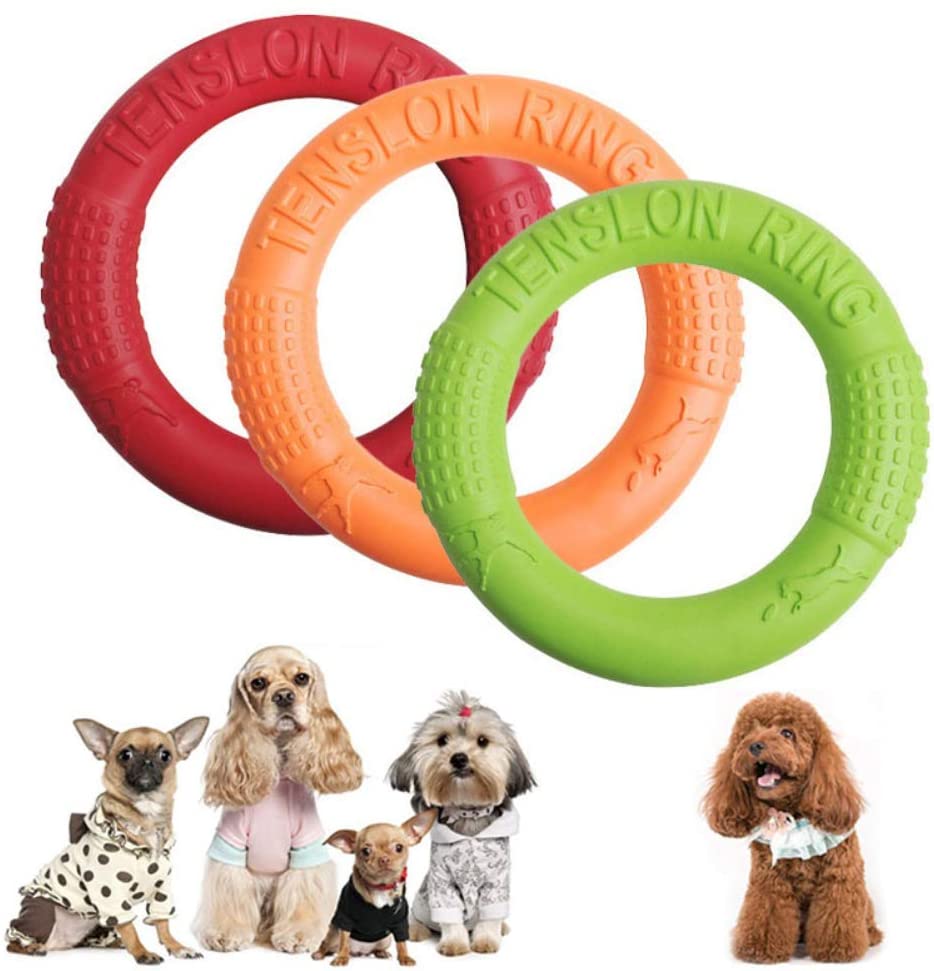  AOTUO New Dog Agility Training Toys EVA Ring Dogs Puppy Toys Dientes de Limpieza mordedura Resistente interactiva Perros Juguetes Size Small(17cm) (Orange) 