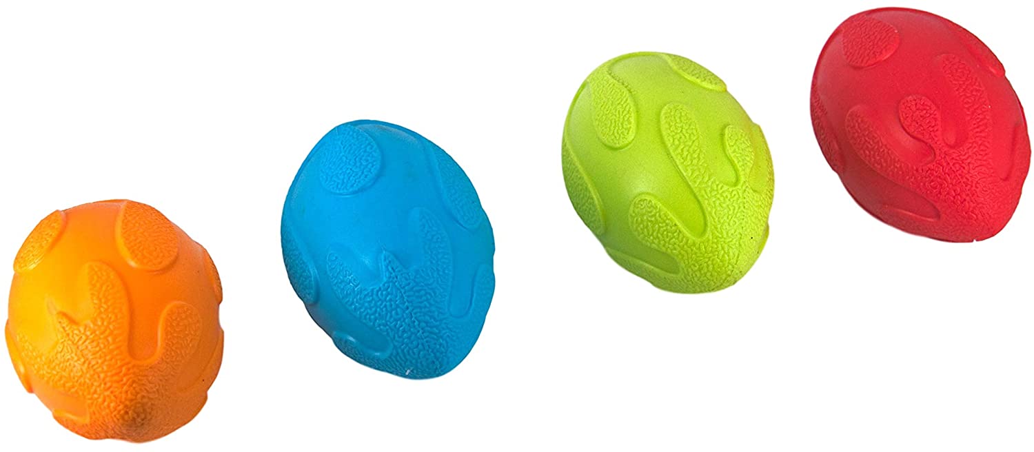  AVANZONA Pelota Rugby de Caucho de 10 cm Saltarina Sonida para Jugar Entrenamiento con un Regalo de la Cuerda de 28cm para Jugar Mastricar para Perros. Colores Aleatorios. 