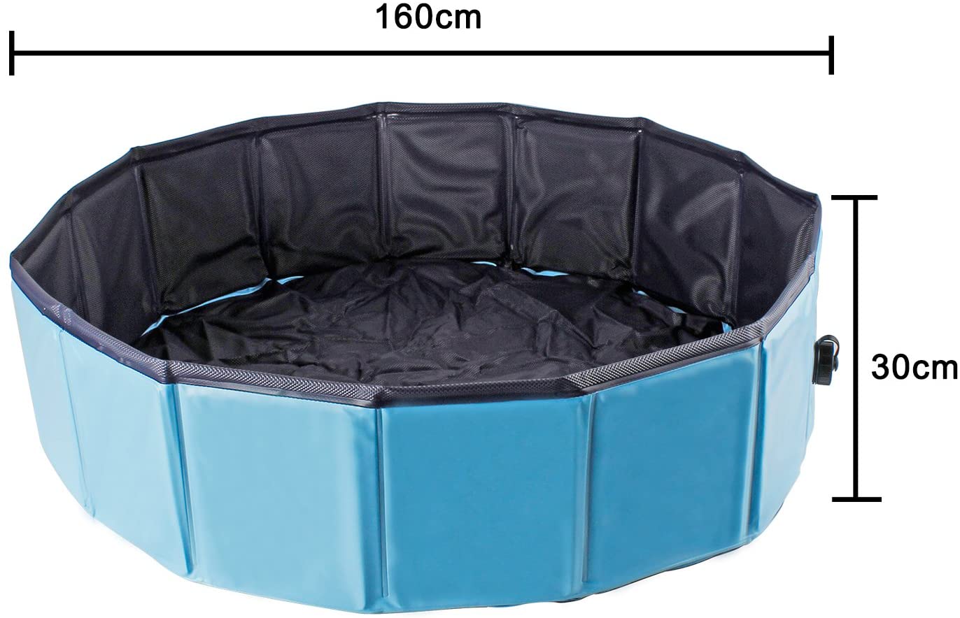  AYITOO Bañera para Perros, PVC Antideslizante y Resistente al Desgaste Piscina para Mascotas Perros, Bañera Plegable de Mascotas para Mascotas, Natación Piscina para Perros 160 cm x 30 cm 