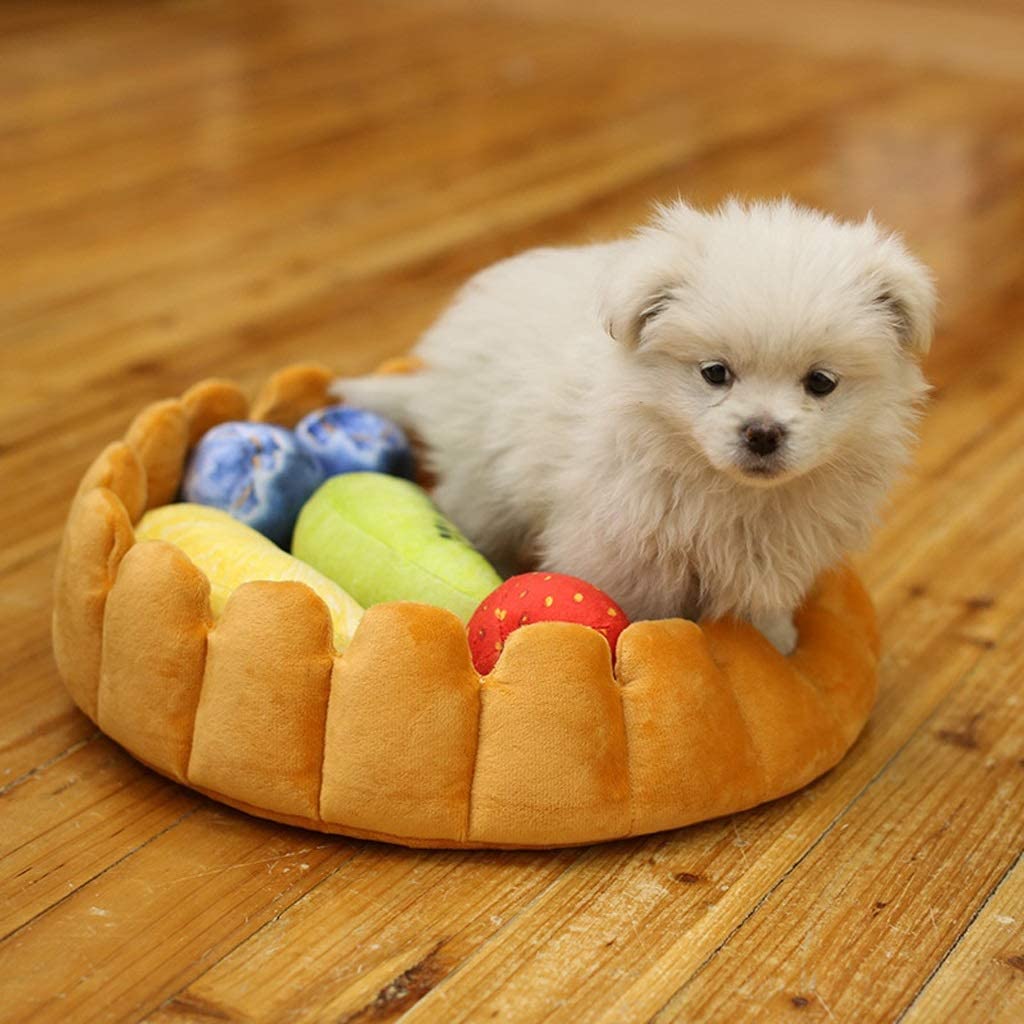  AYWJ Cojín De Perro De Peluche para Mascotas, Cama De La Perrera Redonda Gruesa Y Cálida, Mascota Creativa Que Duerme para Jugar En Una Alfombra Dos En Uno, Cama De Tarta De Huevo De Frutas 