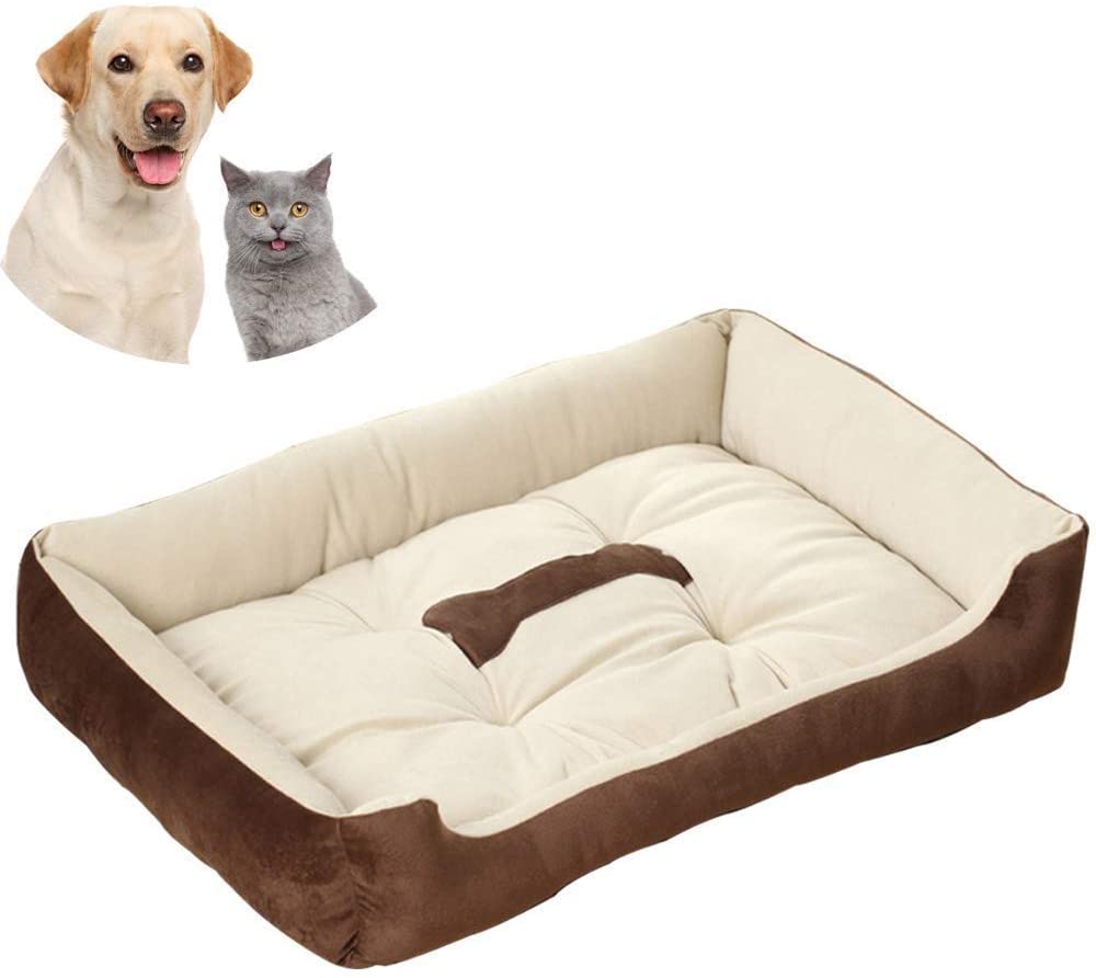  AYWJ YAN Cama para Perros, Perro Gato Mascota Colchón Lavable Almohada Cojín Suave y Cálida Cama de Algodón PP con Parte Inferior Antideslizante para Perro de Tamaño Medio 