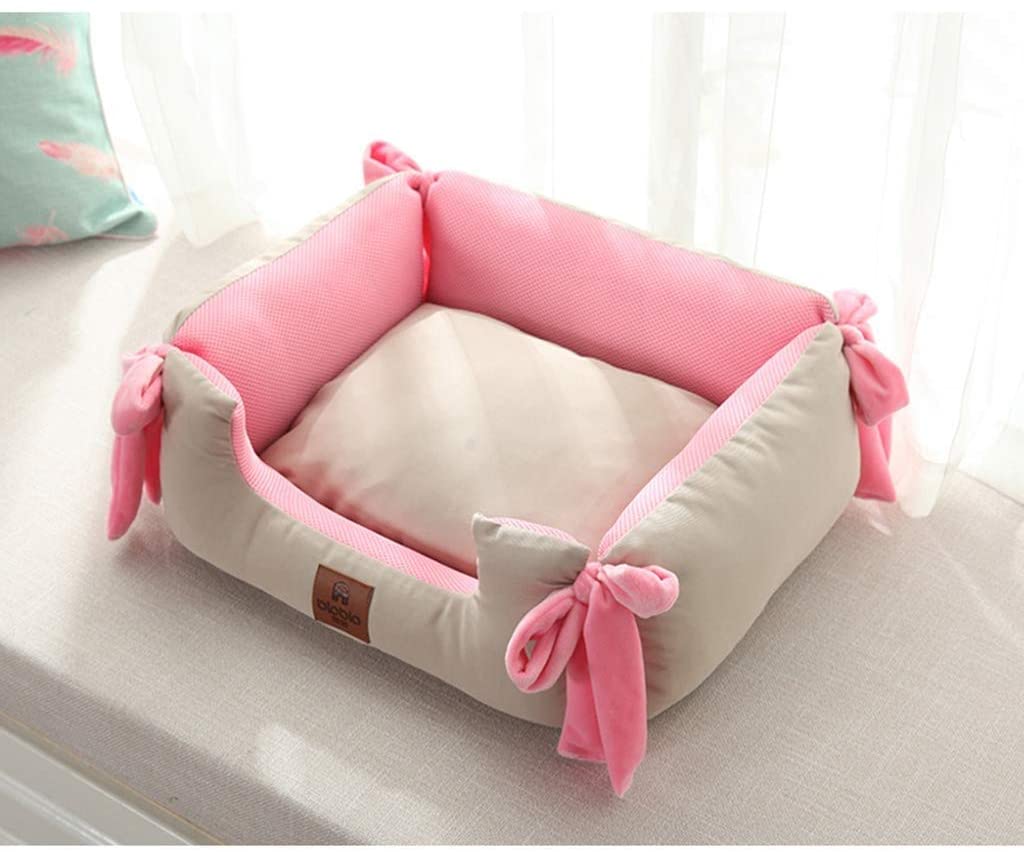  AYWJ YAN Caseta para Perros Desmontable, caseta para Perros Four Seasons Cat Litter Teddy Dog Cat Mat Small Medium Dog Dog Bed Mascota, Dos Colores, Tres tamaños (Color : Rosado, Tamaño : L) 