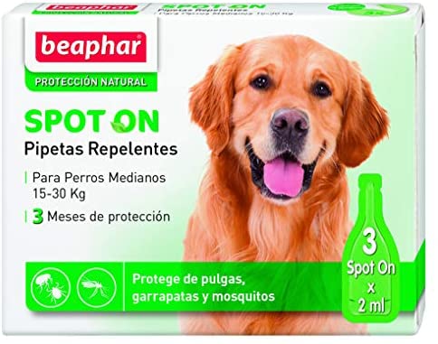  Beaphar pipetas repelentes, Perro Mediano, 3 Unidades 