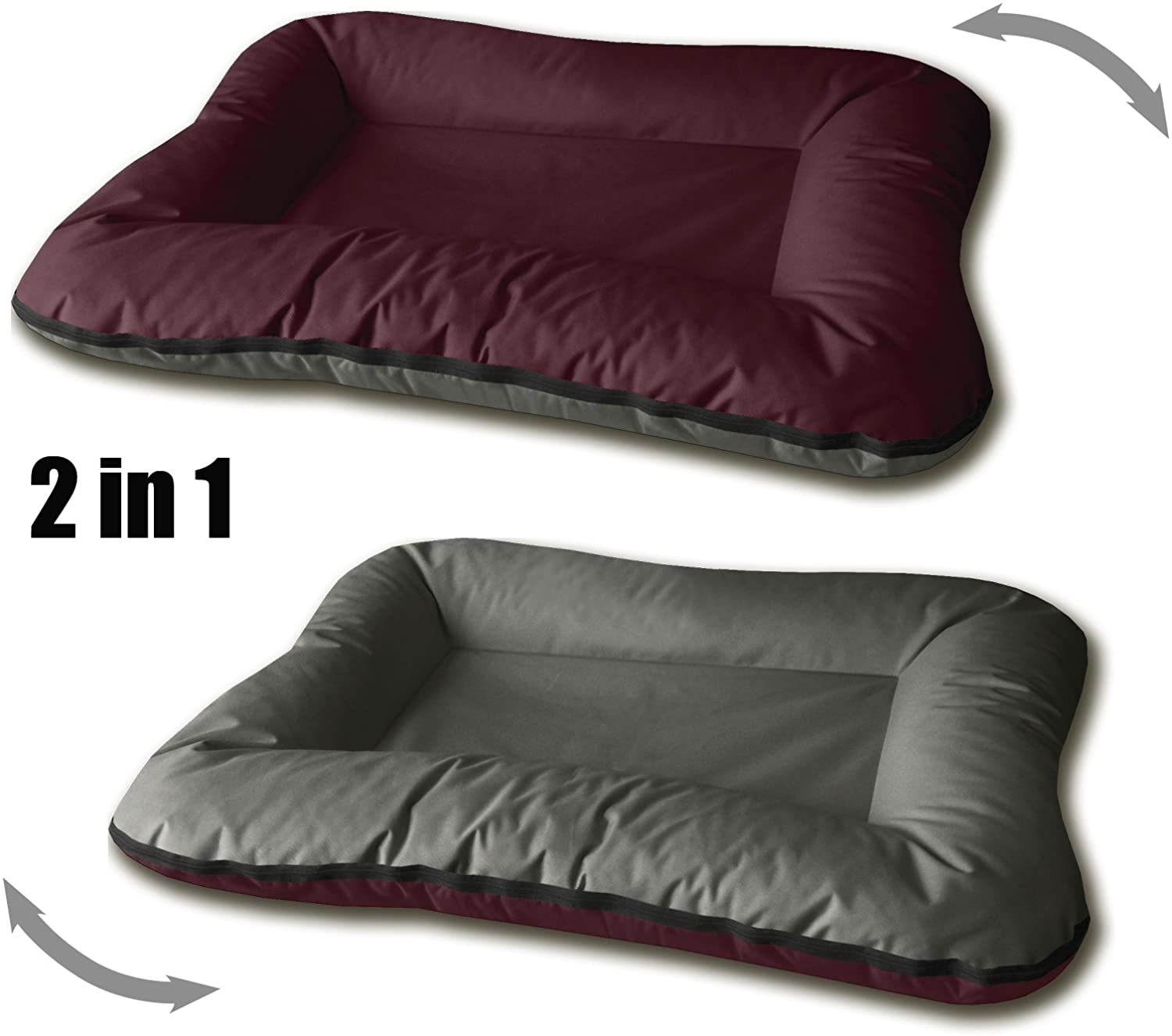  BedDog® 2 en 1 Vera Cereza/Gris XXL Aprox. 120x90cm colchón para Perro, 7 Colores, Cama, sofá, Cesta para Perro 