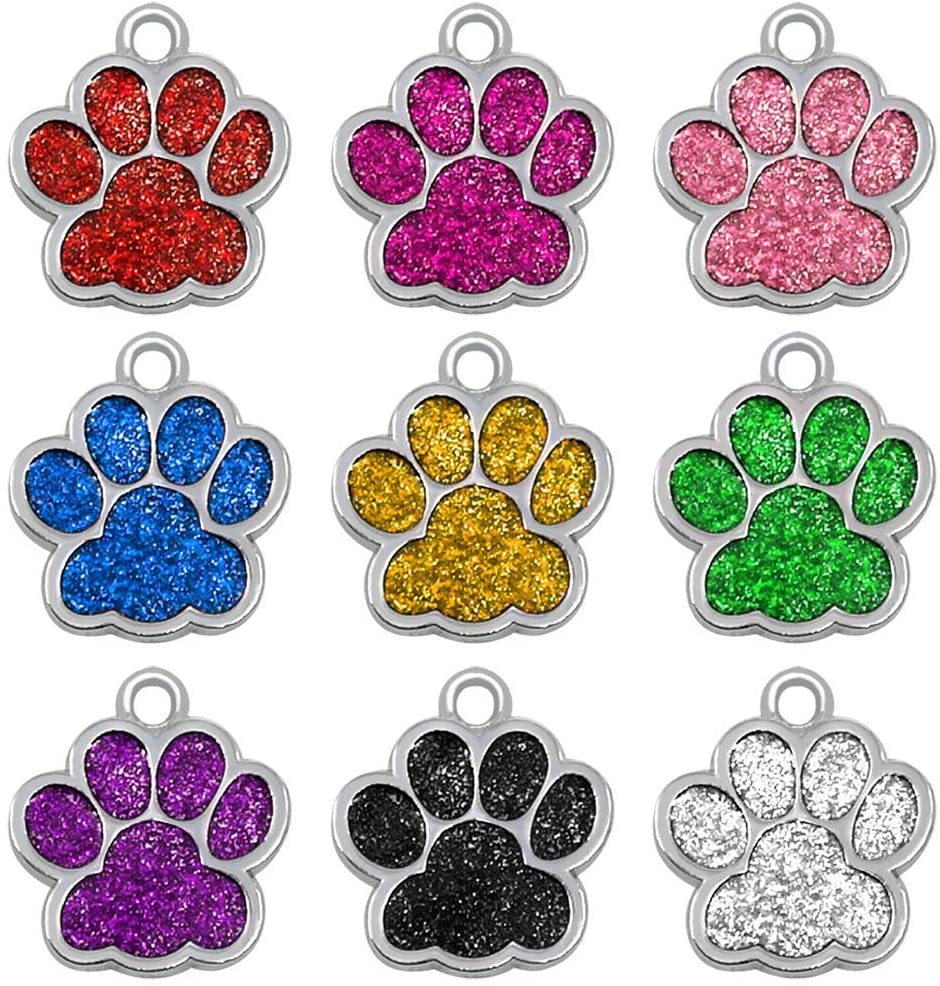  Beirui Placas de identificación Huellas Personalizadas en Acero Inoxidable de 24 mm para Perros y Gatos, con Grabado láser, Rosa Claro, S (0.9" diámetro) 