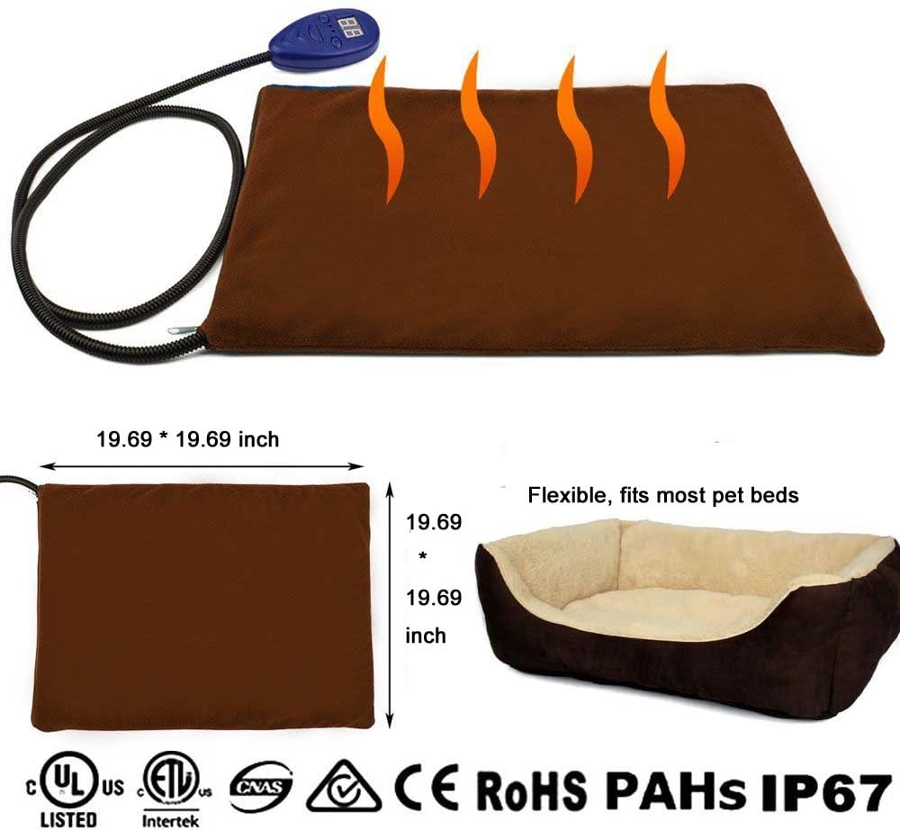  Berocia cama perro grande gato mascota colchoneta manta Cojín de calefacción Cama eléctrica animal antiarañazos manta electrica Protección de sobrecalentamiento (grande 50 x 50 cm) 