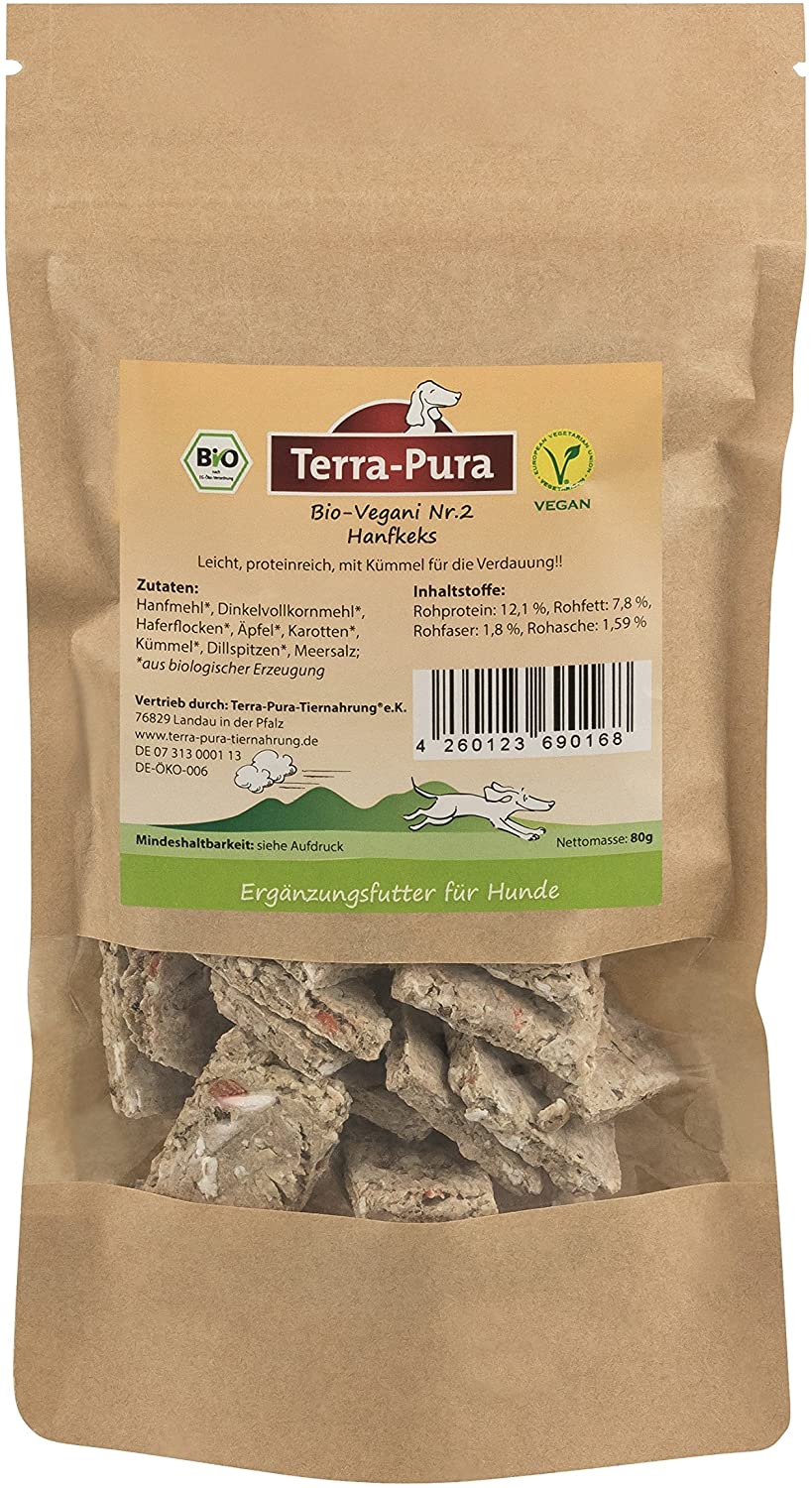  Bio de vegani nº 2 hanfkeks para perros Terra de pura 80 g Sanos Snack 