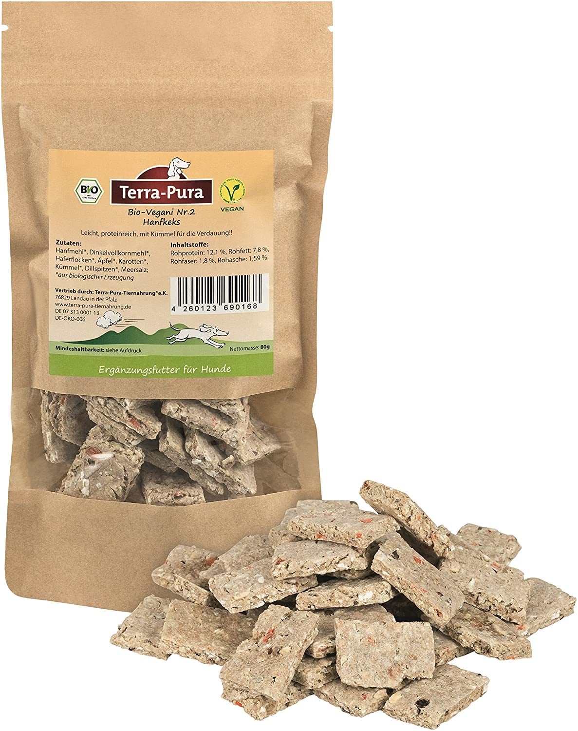  Bio de vegani nº 2 hanfkeks para perros Terra de pura 80 g Sanos Snack 