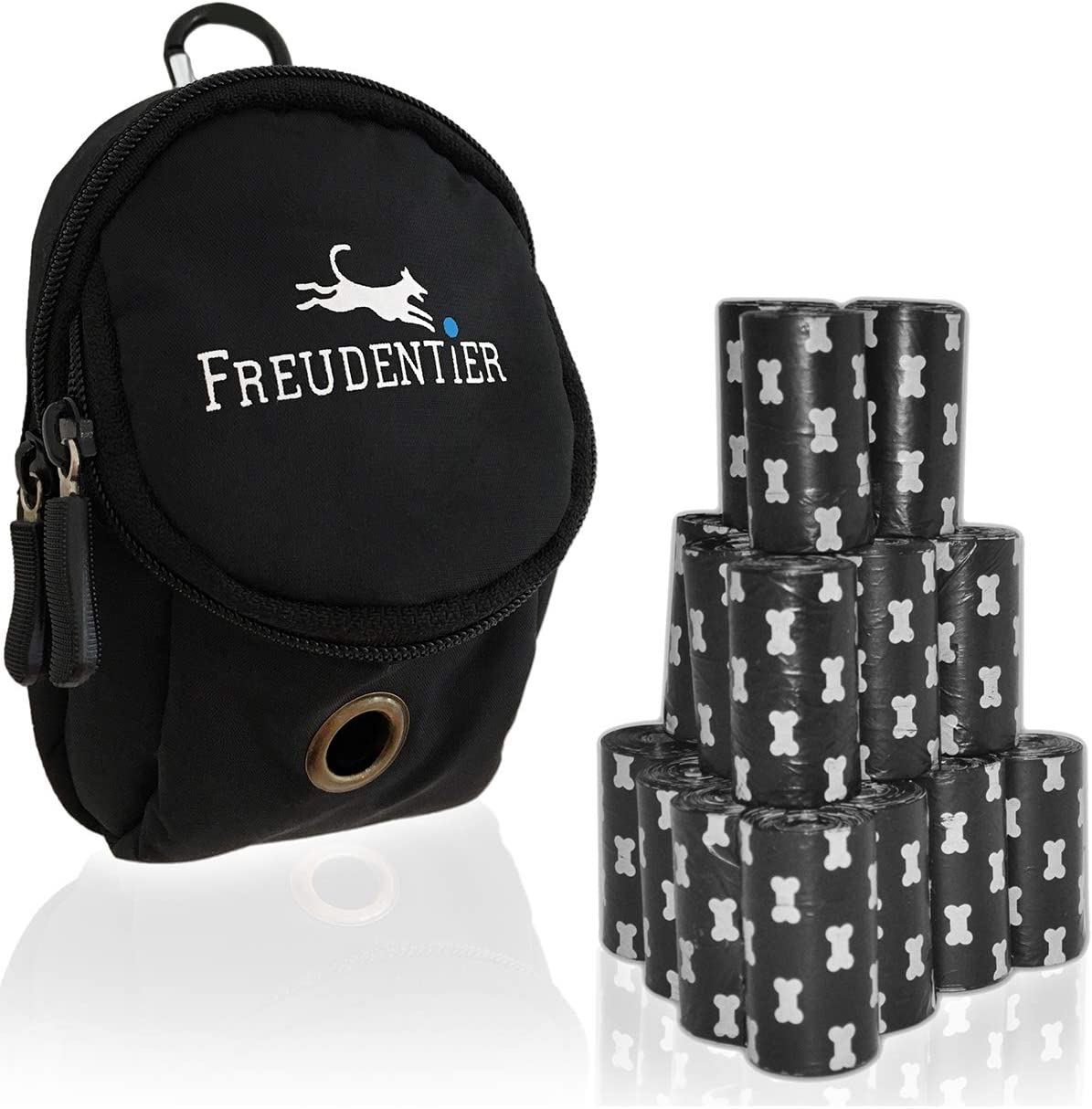  Bolsas biodegradables para residuos de perro 33x22cm (300 UNIDADES) | Incl. Dispensador de bolsas de basura multifuncional para perros | Extra grueso y absolutamente resistente 