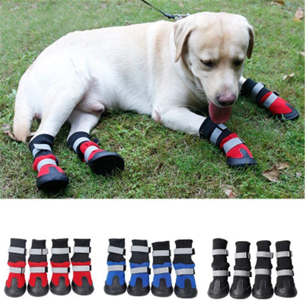  Botas de perro de malla transpirable suelas de goma antideslizantes de carretera caliente zapatos para perros protector de garra suave para mascotas adecuado para perros medianos grandes 6 * 6,4 cm 