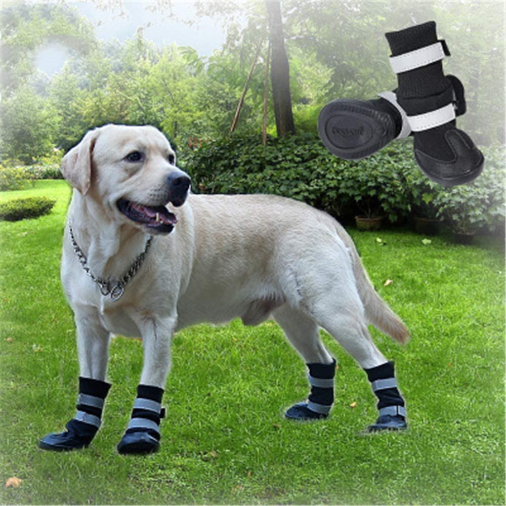  Botas de perro de malla transpirable suelas de goma antideslizantes de carretera caliente zapatos para perros protector de garra suave para mascotas adecuado para perros medianos grandes 6 * 6,4 cm 