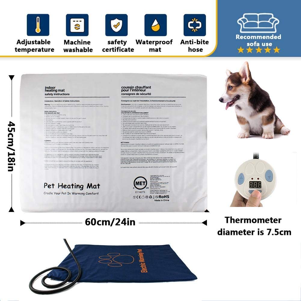  Brillie El Gato del Perro Mascota del Cojín De Calefacción Eléctrico Placa Térmica Impermeable Mat Calentamiento Ajustable con Chew Resistente Cable De Acero De 24" X 18" 