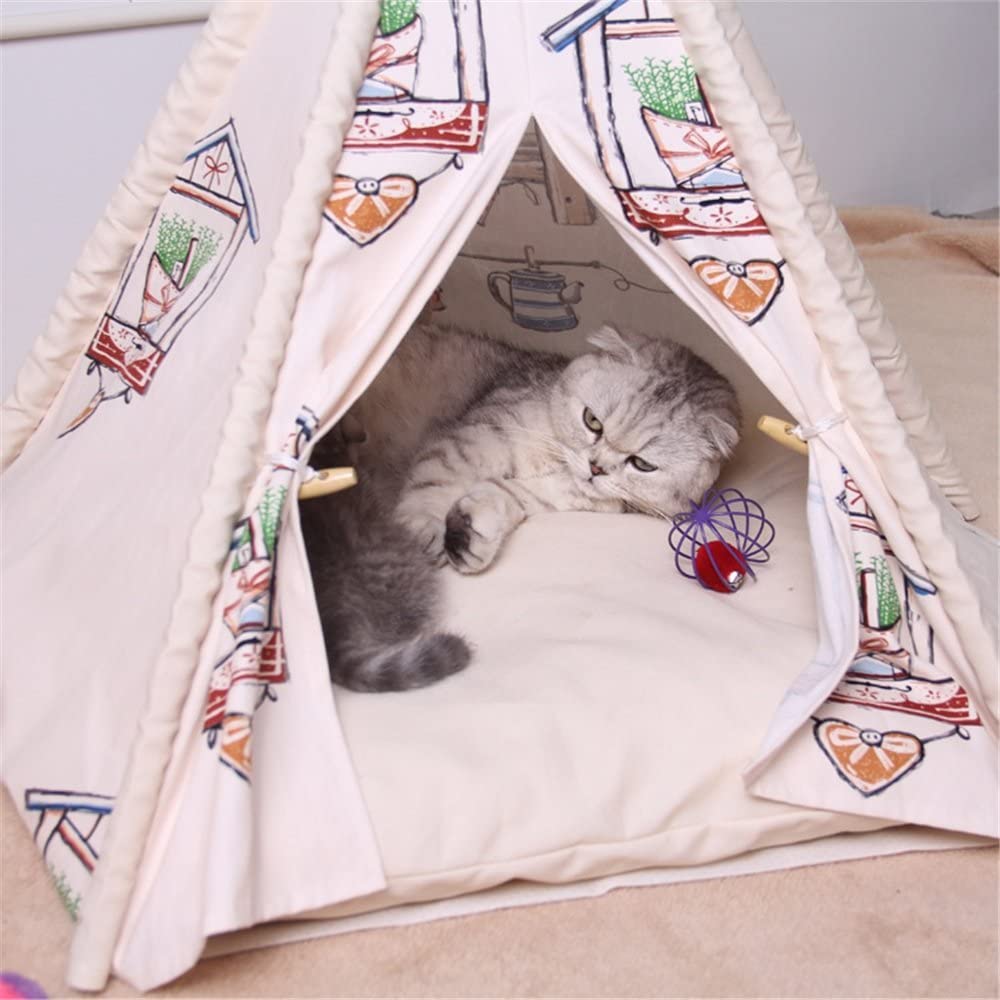  BTTNW PE Nido de Mascotas Perrera Camping Enjoy The Cat Montado Sun Plegable Lona del Perro Tienda de Bricolaje de Madera Shed Cuatro Estaciones Perro Cama del Animal doméstico (tamaño : L) 