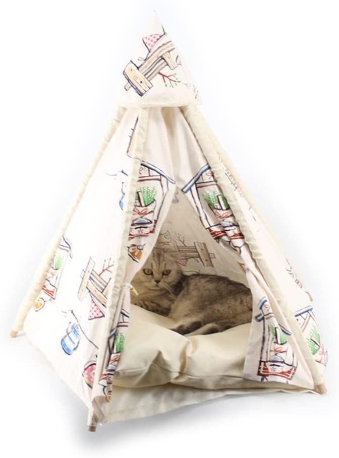  BTTNW PE Nido de Mascotas Perrera Camping Enjoy The Cat Montado Sun Plegable Lona del Perro Tienda de Bricolaje de Madera Shed Cuatro Estaciones Perro Cama del Animal doméstico (tamaño : L) 