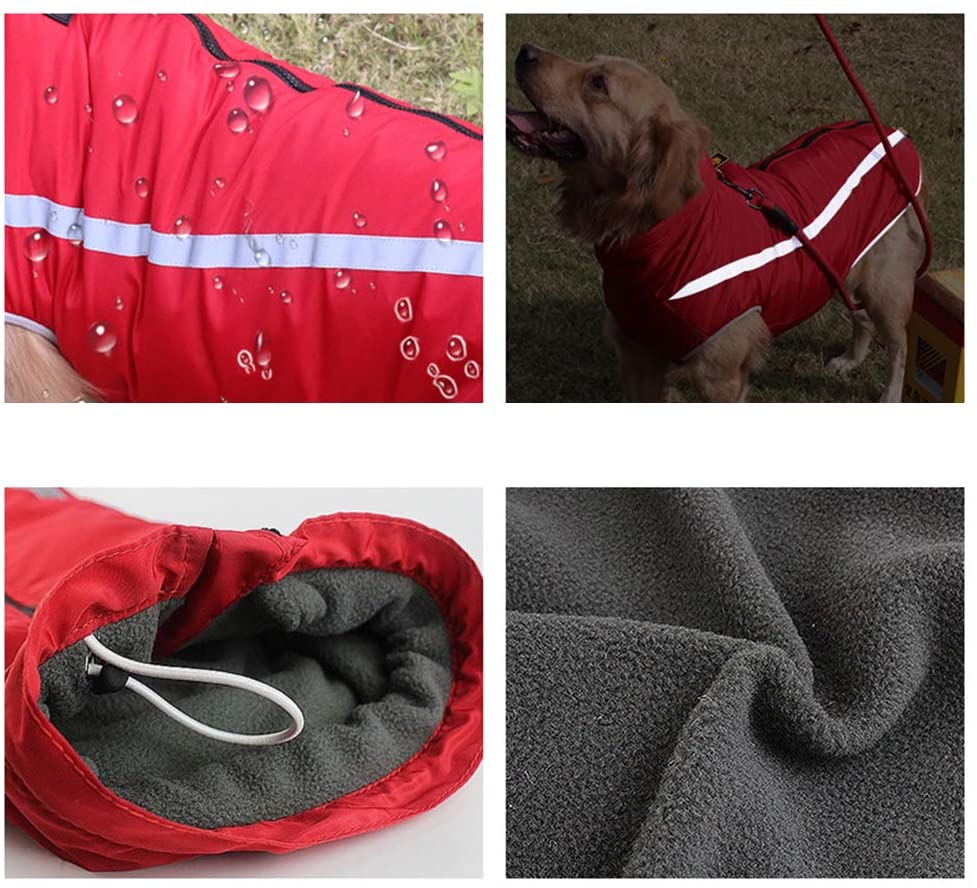  BVAGSS Waterproof Reflectante Cálido Acolchado búfer Chaleco Cachorros Chubasquero para Mascotas Gato Perro XH016 (XXL, Red) 