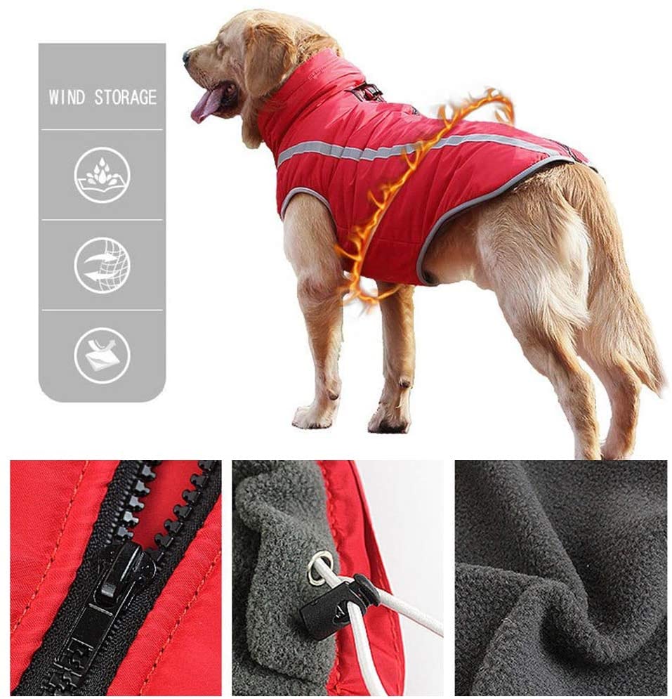  BVAGSS Waterproof Reflectante Cálido Acolchado búfer Chaleco Cachorros Chubasquero para Mascotas Gato Perro XH016 (XXL, Red) 