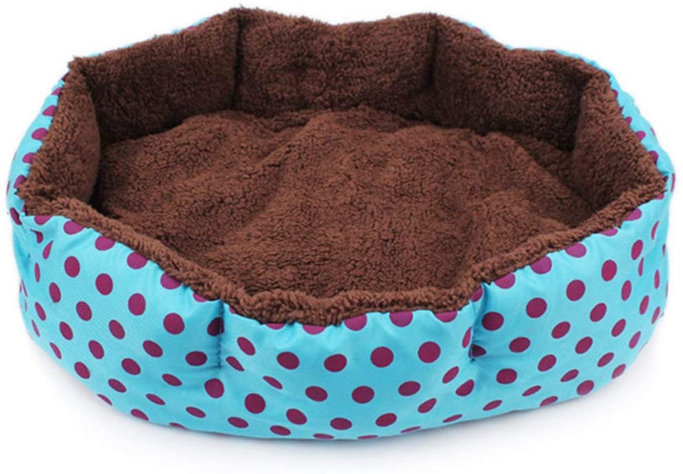  Cama para Mascotas Lana Invierno cálido Diseño de Punto Suave Forma Octogonal Gato extraíble Sofá para Perro Colchoneta Perrera Almohadilla para Cachorros 