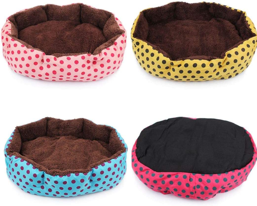  Cama para Mascotas Lana Invierno cálido Diseño de Punto Suave Forma Octogonal Gato extraíble Sofá para Perro Colchoneta Perrera Almohadilla para Cachorros 