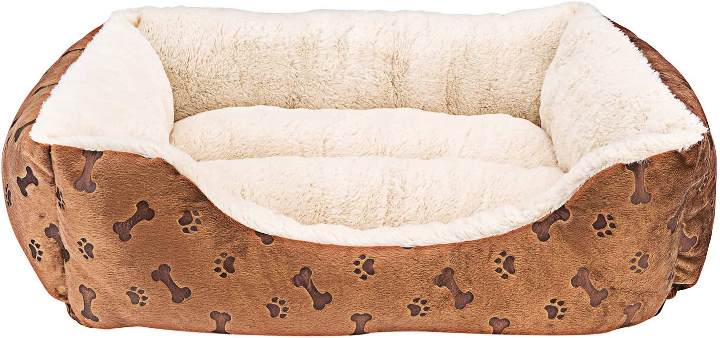  Cama Perro Mediano Lavable - Colchon Perro Mediano - Colchonetas Para Perros - Cojin Perro Mediano - Cama Para Mascotas - Camas Para Perros Medianos Lavables - Huella Perro - Dog Bed Medium 56x46x15cm 