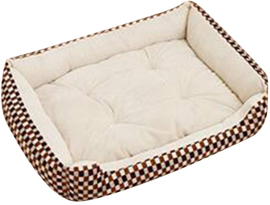  Cama Rectangular para Mascotas Diseño de Leopardo Suave Calentar Cómodo Colchoneta para Perro Conjunto de Cuatro Piezas Beige G XL 