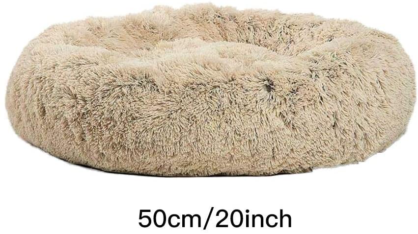  Cama redonda para mascotas de otoño e invierno, Premium Plush Ortopédico Memory Foam Impermeable Camas para perros Lavable a máquina Relleno suave acolchado suave para gatos o perros pequeños 