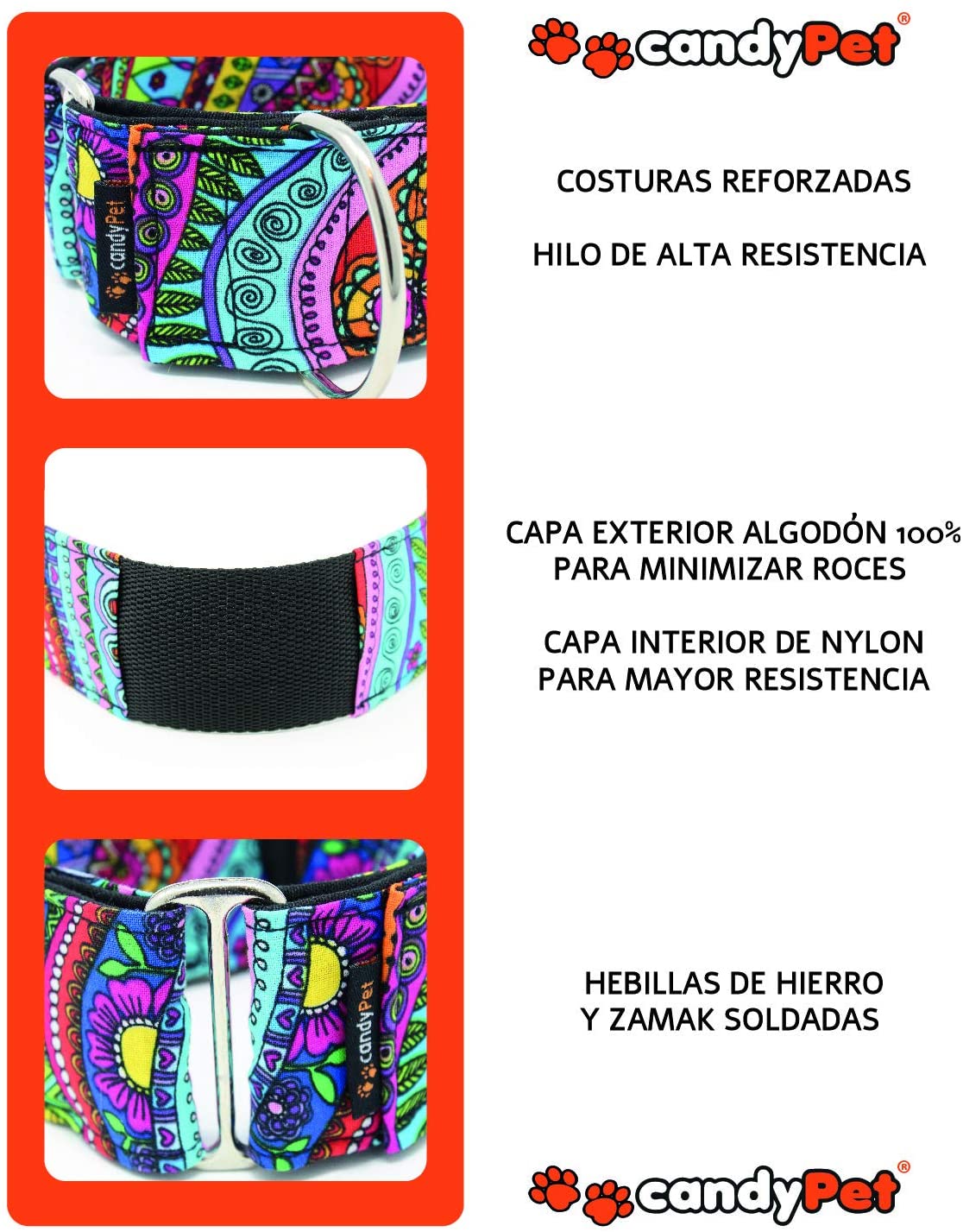  candyPet Collar Martingale Para Perros - Modelo Leopardo, L 