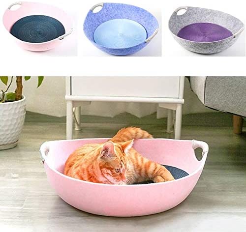  Casa De Camas De Gato con Tapete Fresco Tela De Fieltro Canasta para Dormir para Perros Cómodo Transpirable Gatito Gracioso Cachorro Rosa 