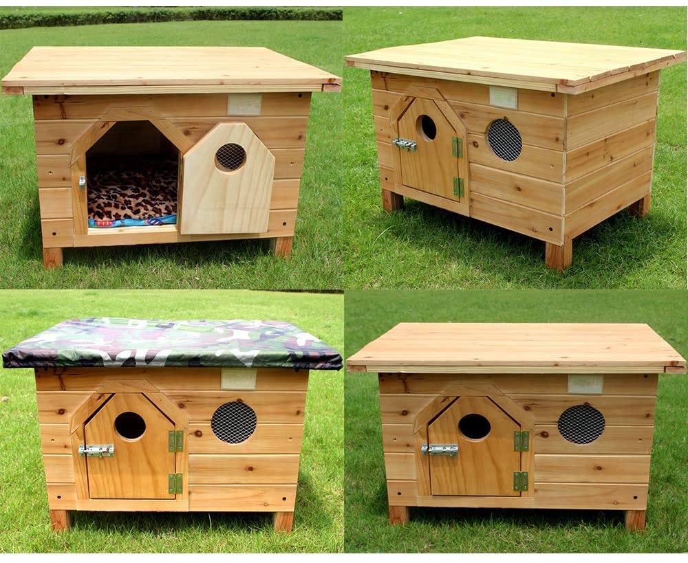  Casa De Perro, Sólido Cajón Del Perro De Madera, Al Aire Libre A Prueba De Lluvia Para Perro/Gato Del Animal Doméstico De La Perrera De La Litera Jaula De Perro Caliente,Marrón,XXL 