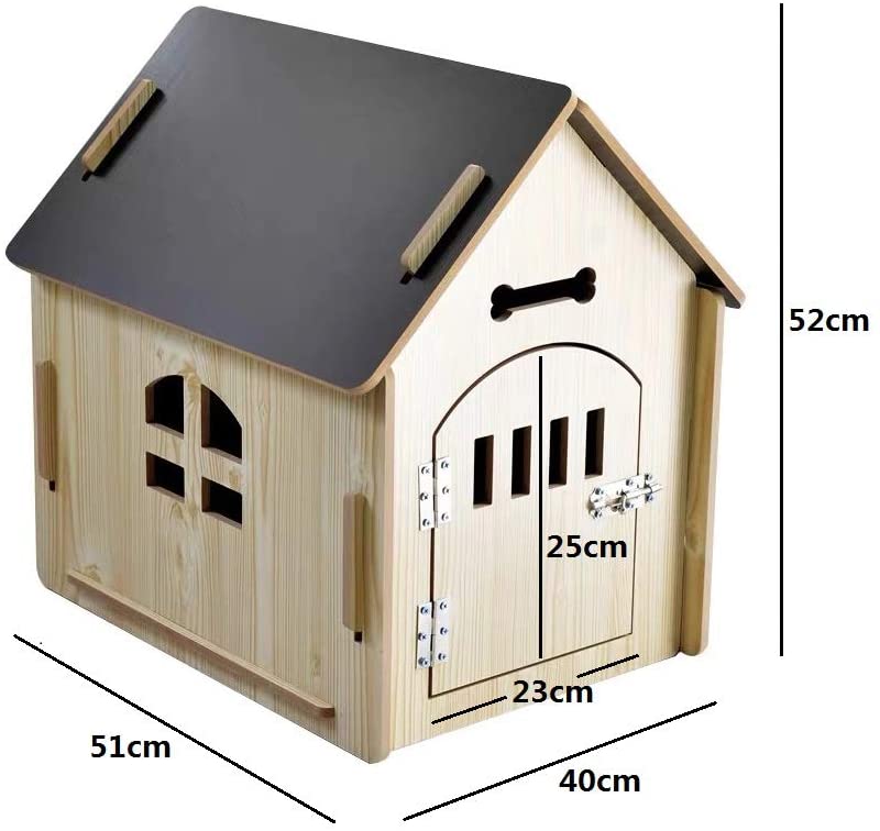  Caseta de Madera Casa para Perro/Gato con Puerta Casa de Perro para Interior Pequeño Desmontable,M 