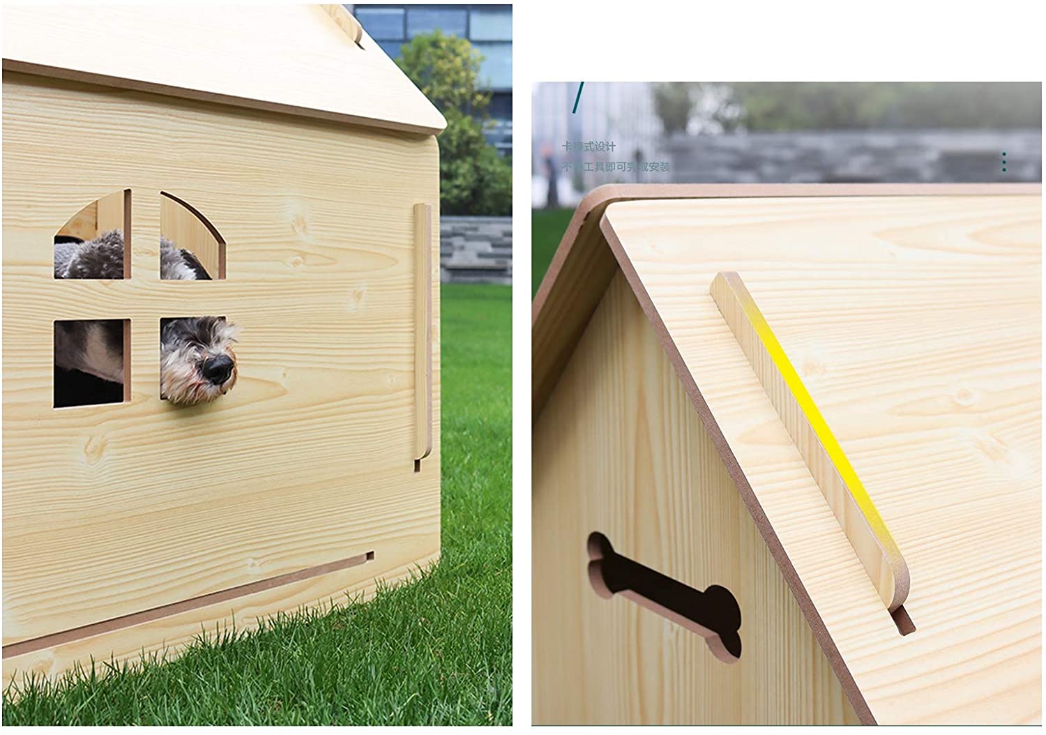  Caseta de Madera Casa para Perro/Gato con Puerta Casa de Perro para Interior Pequeño Desmontable,M 