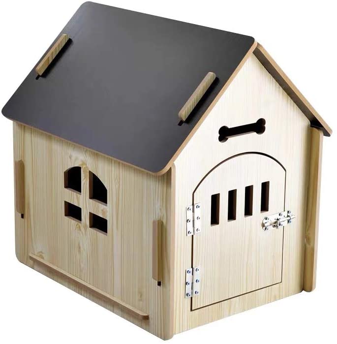  Caseta de Madera Casa para Perro/Gato con Puerta Casa de Perro para Interior Pequeño Desmontable,M 