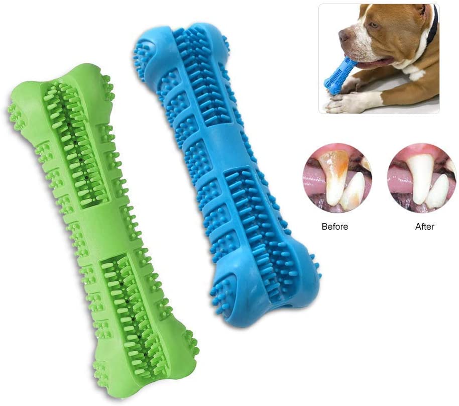  Cepillo de dientes Hamkaw para perros, no tóxico, resistente a mordidas, de goma natural, para masticar perros, hueso, cuidado dental, limpieza eficaz de dientes para perros, mascotas, cuidado oral 